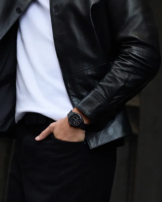 Black Dial Stainless Steel Bracelet Lunar Pilot Black Hole 98A335